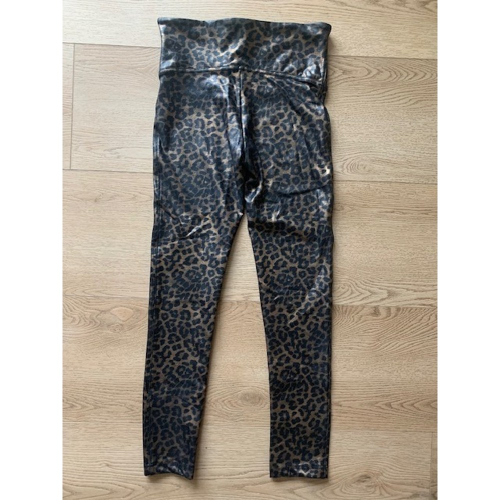 Spanx Faux Leather Leopard Leggings Metallic Bronze Animal Print 20270R Medium - Picture 2 of 8